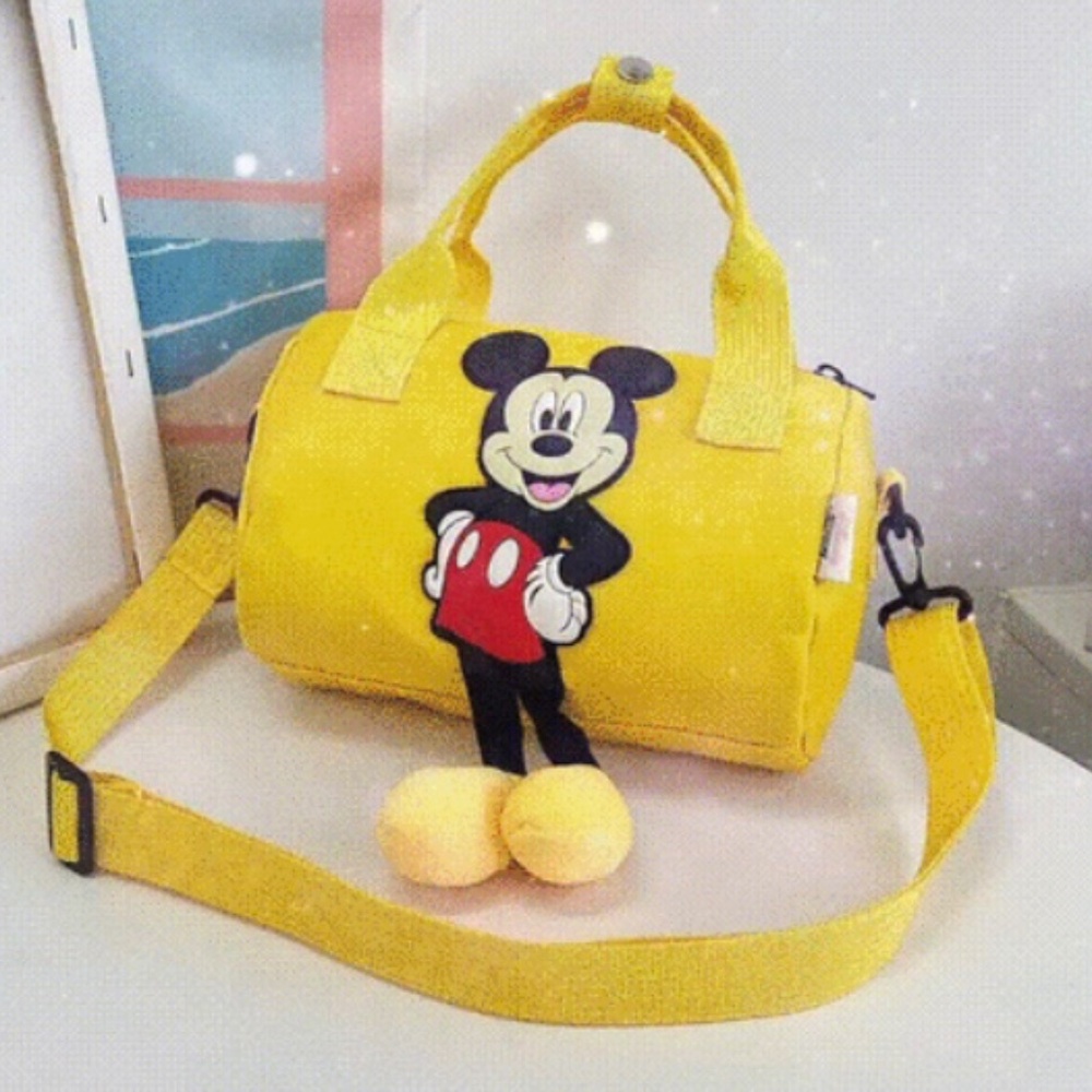 ZARA MICKEY MOUSE BAG YELLOW SMALL DUFFLE WITH PLUSH FEET